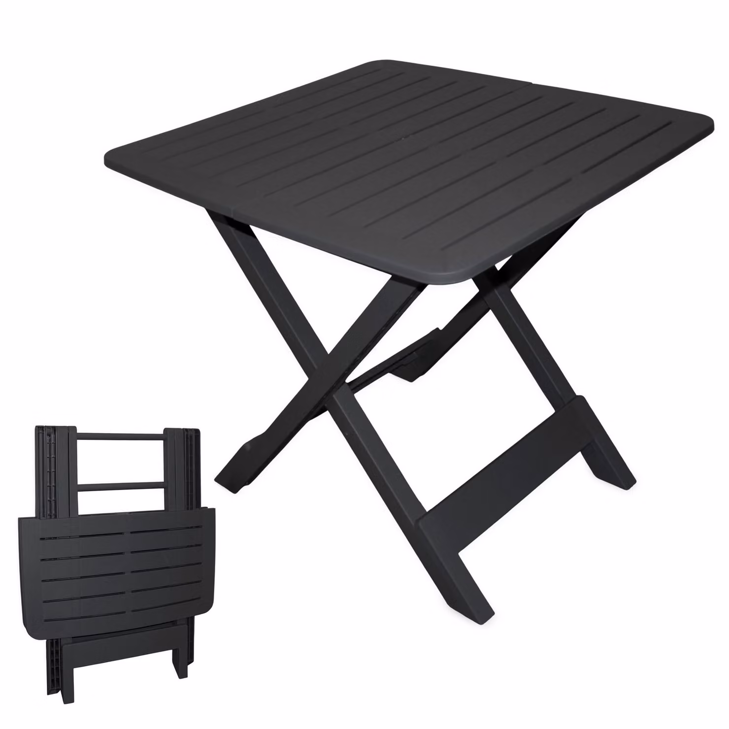 Tavolino pieghevole antracite - 79 cm - Tavolino aggiuntivo per giardino, tavolo da campeggio