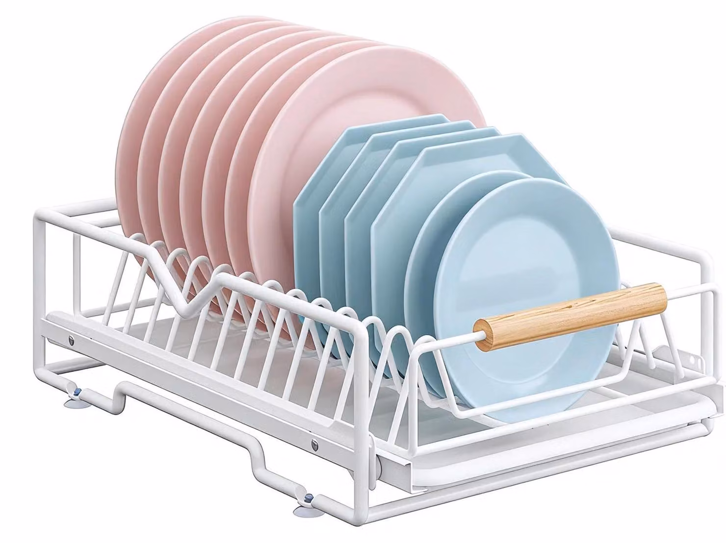 Cesto portafoglie per cucina - Cesto estraibile per armadi - Guide telescopiche - Organizzatori per cassetti - Scolapiatti estensibile - Acciaio inossidabile - Bianco