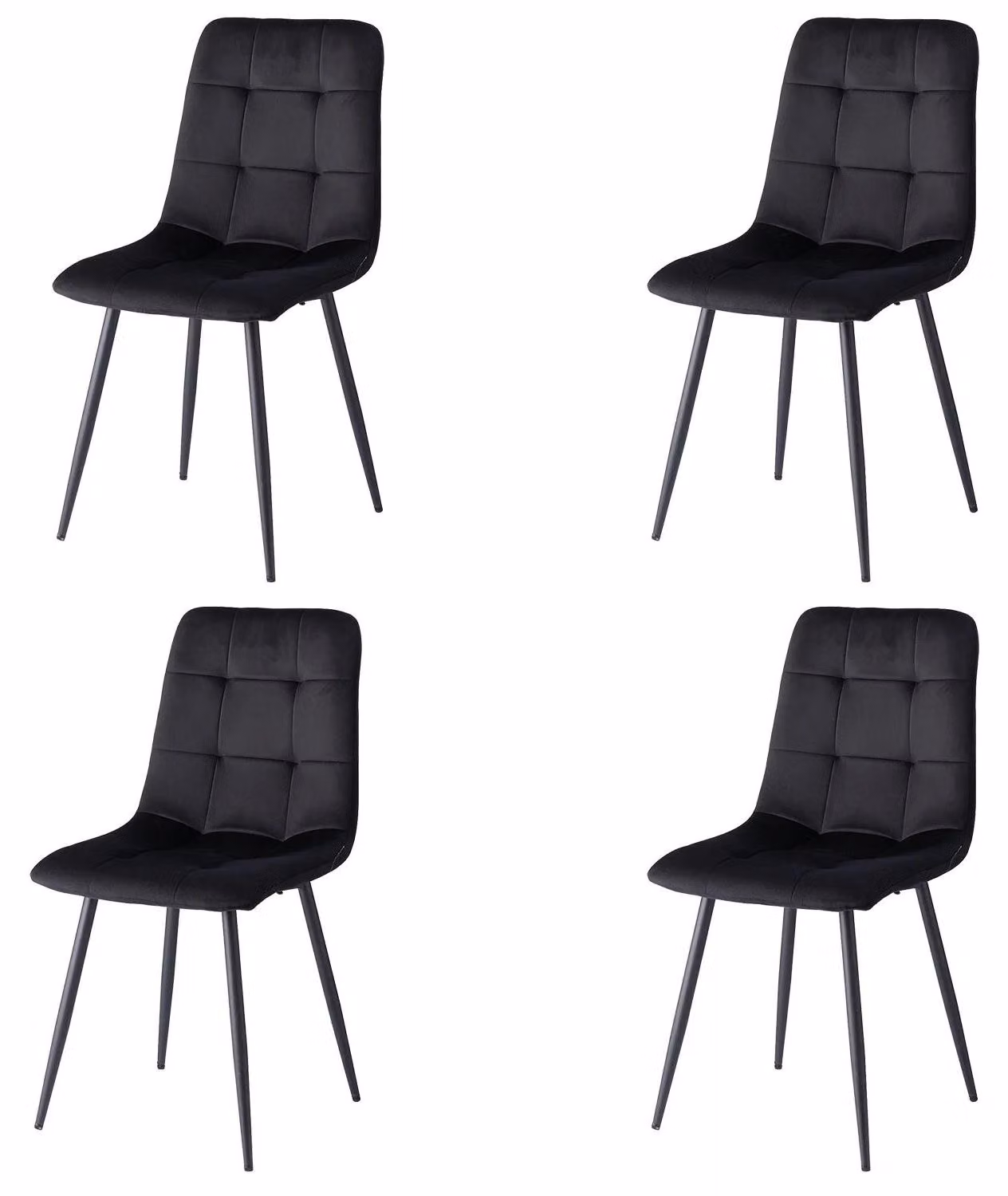 Set di 4 sedie da pranzo - Sedia da pranzo/da cucina - Seduta imbottita in tessuto - Schienale - Struttura in metallo - Senza braccioli - Design moderno - Marrone