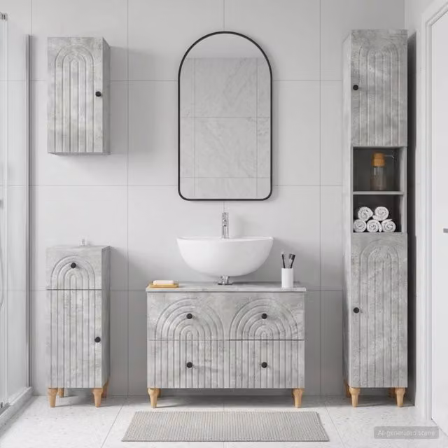 Set di Mobili da Bagno da 4 Pezzi ALKMAAR Grigio Cemento 3417912