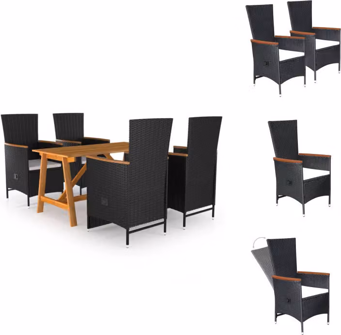vidaXL Set da pranzo da giardino 5 pezzi nero - Set di mobili da giardino