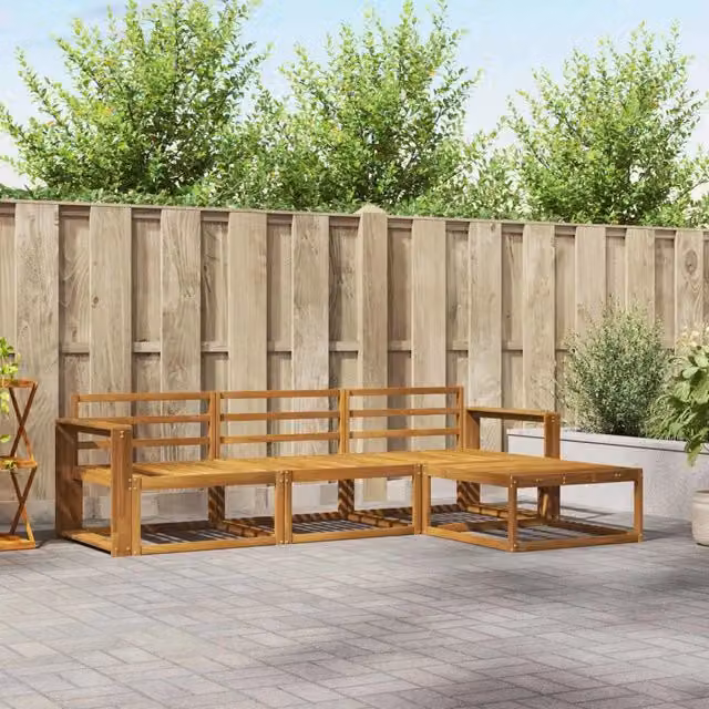 Set di divani da esterno 4 pz Naturale Legno di Acacia Massello 3367407