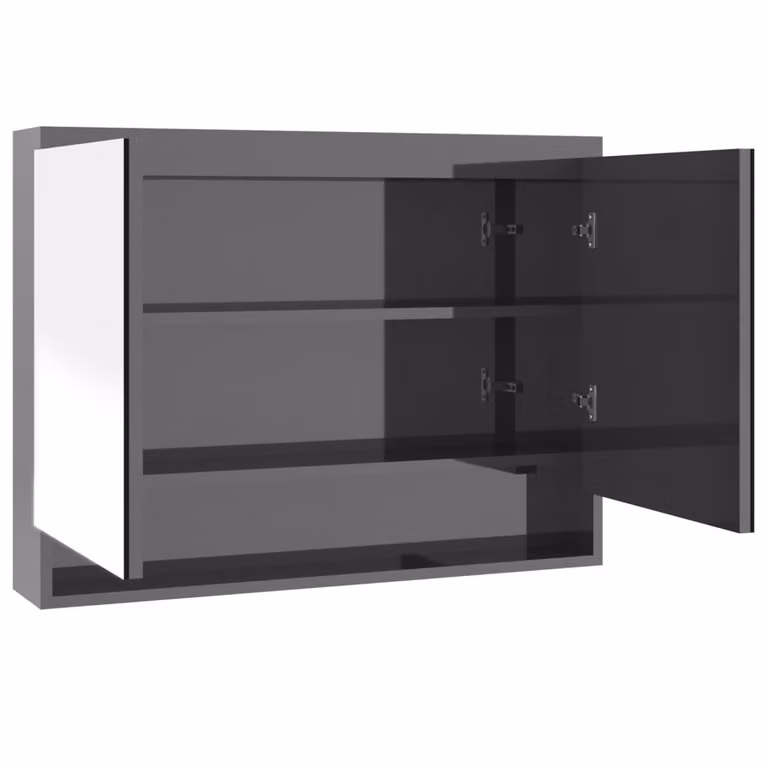 Specchiera per bagno 80x15x60 cm MDF grigio lucido