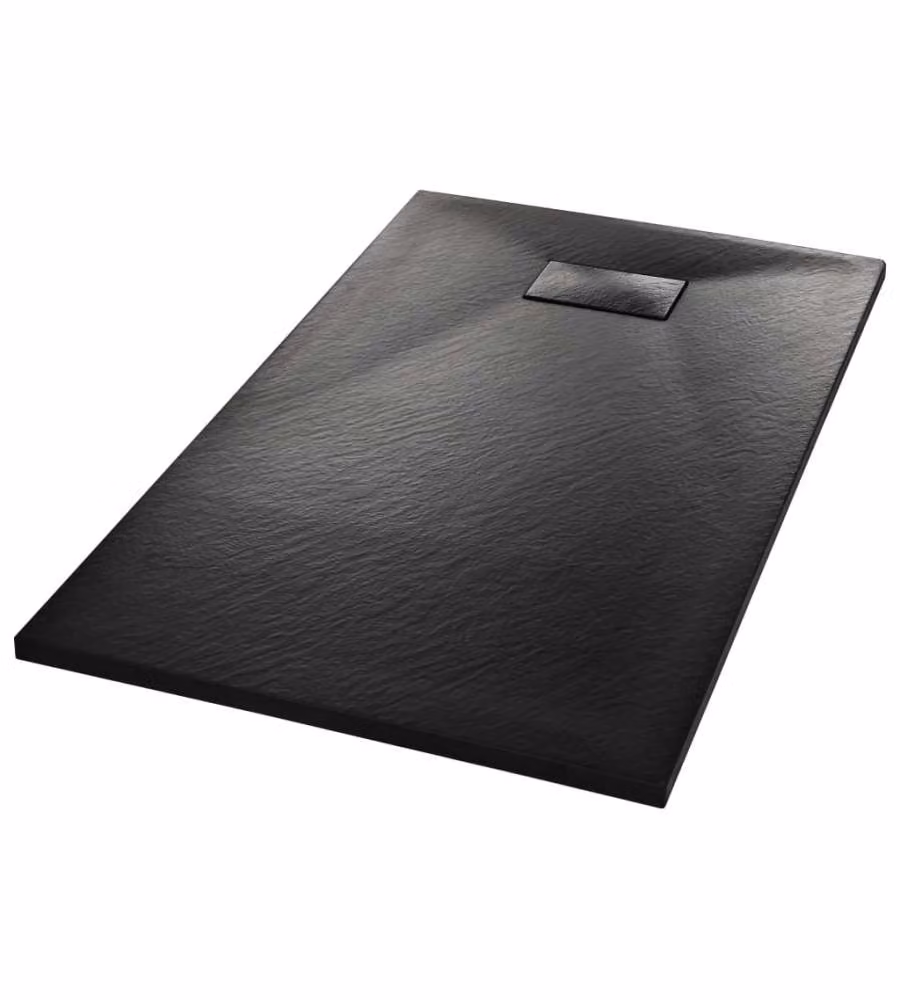 Piatto doccia rettangolare vidaXL in mineral cast nero con superficie anti-slip, L: 120 cm, P: 70 cm – 2