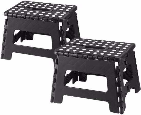 Uniqoos® Scaletta pieghevole da 22,9 cm – scaletta pieghevole, antiscivolo, portata fino a 136 kg, con maniglia per il trasporto, ideale per cucina, bagno e camera da letto