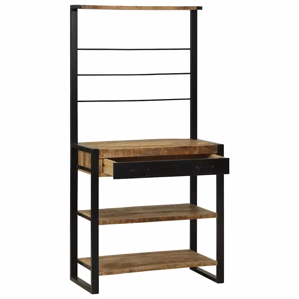 Scaffale da cucina in legno di mango stile industrial marrone vidaXL L: 80 cm, P: 40 cm, H: 160 cm – 2