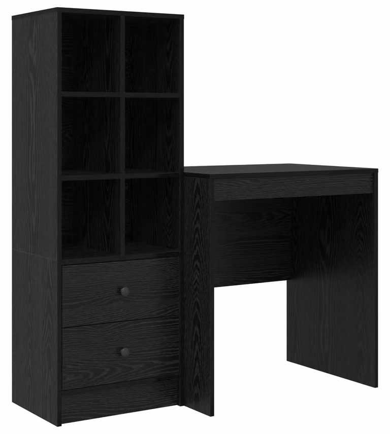 Scrivania con cassetto con lo scaffale 2 pcs Rovere Nero