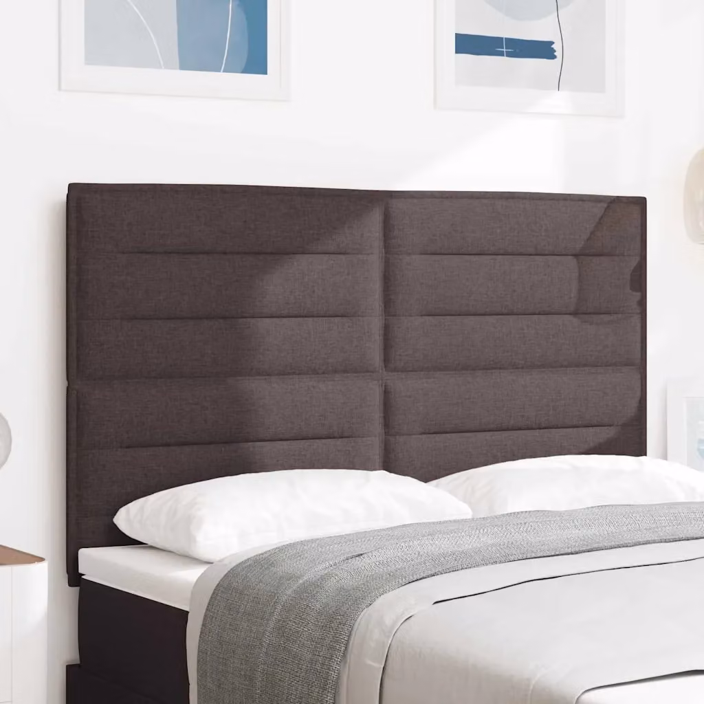 Testiera per letto moderna vidaXL in tessuto marrone scuro con struttura in legno di pino, L: 160 cm
