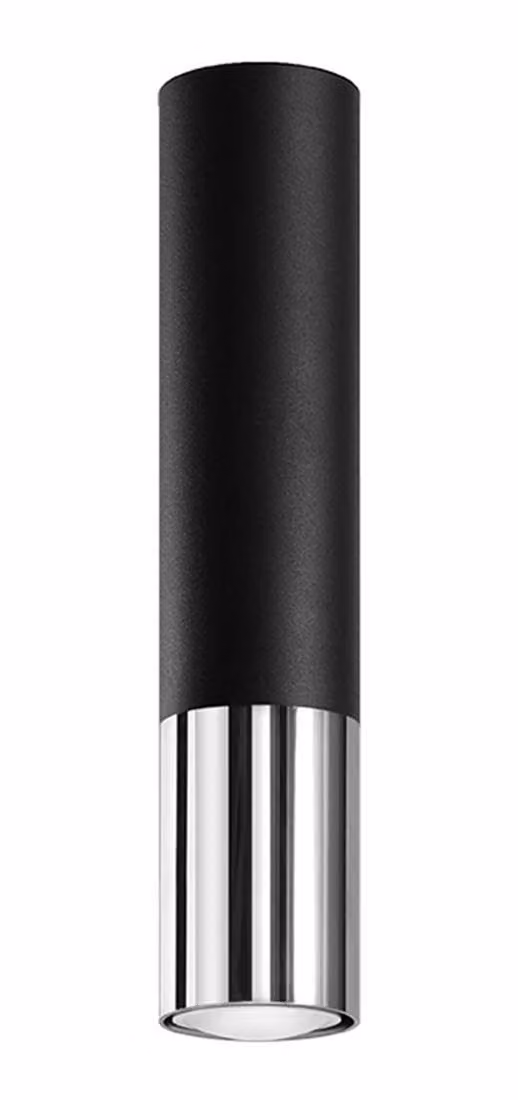 Lampada da soffitto LOOPEZ nero/cromo 1xGU10 10W acciaio 29x6x6cm Sollux Lighting