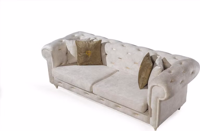 Weißer 2-Sitzer Designer Chesterfield Sofa Luxus Wohnzimmer 2-er Couch