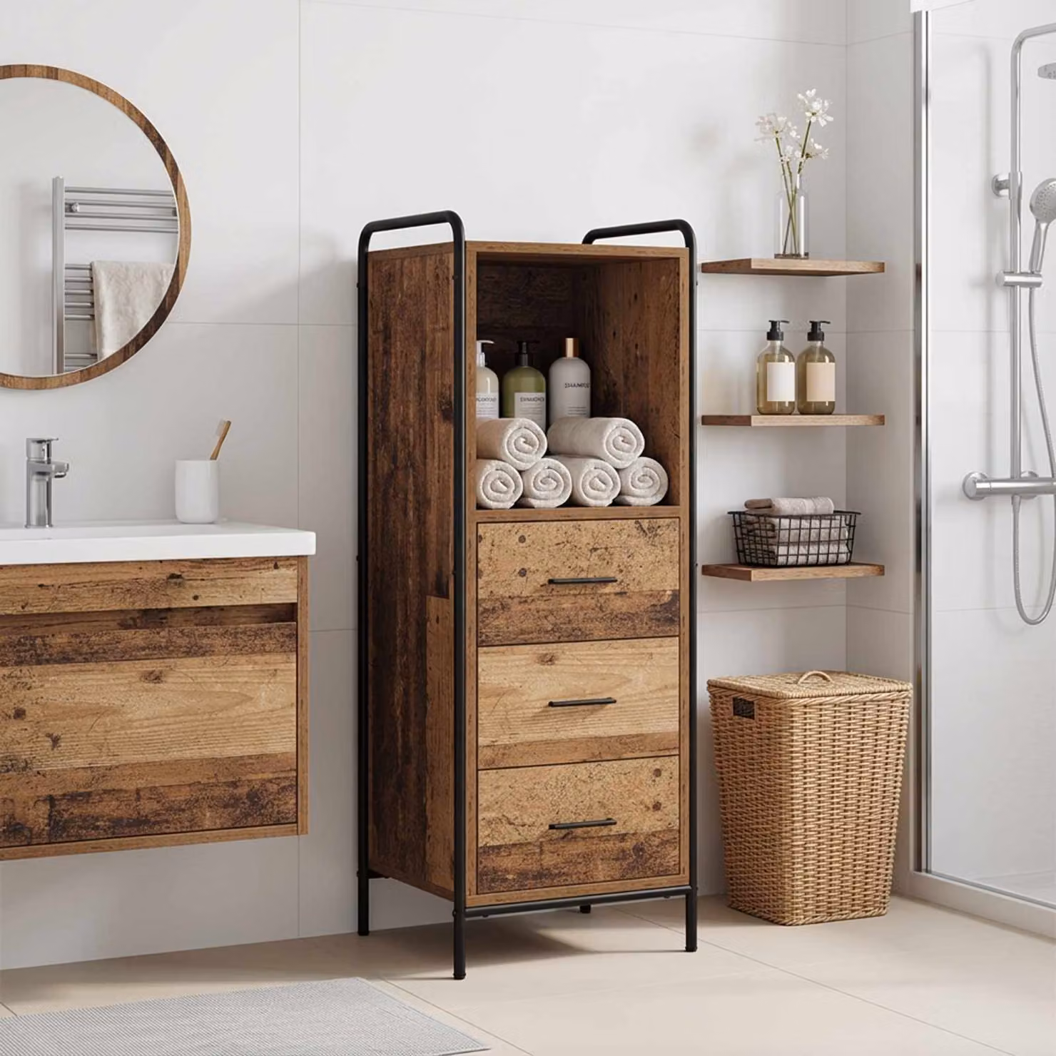 vidaXL Mobile da Bagno Legno antico 40 x 36 x 109,5 cm