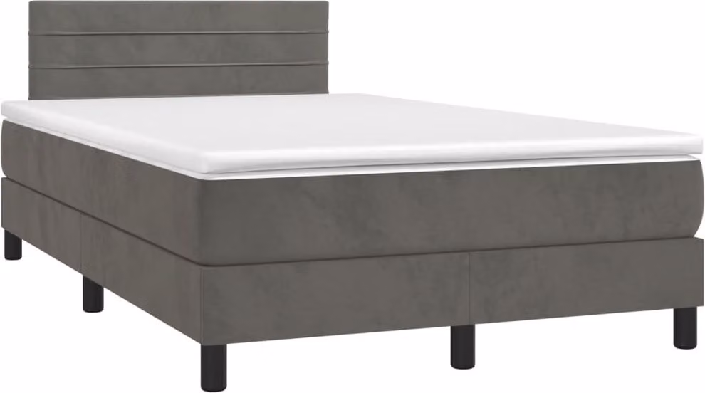 Giroletto a Molle con Materasso Grigio Scuro 120x190 cm Velluto