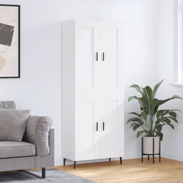 Credenza Bianca 69,5x34x180 cm in Legno Multistrato 3199697
