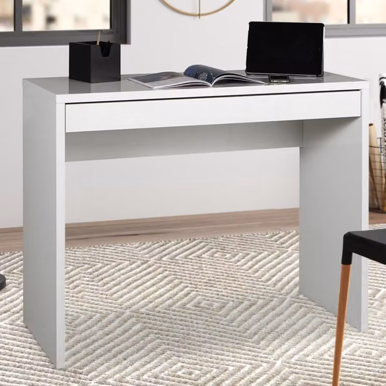 Scrivania rettangolare di design 100x40cm con cassetto bianco per ufficio e studio Sidus