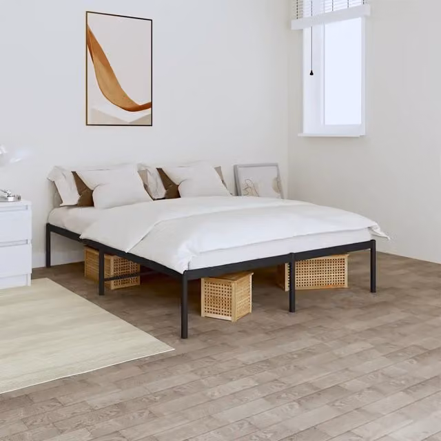 Letto in metallo nero vidaXL L/P/H: 160 x 200 x 166 cm
