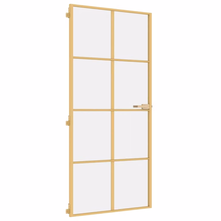 Porta Interni Sottile Oro 93x201,5cm Vetro Temperato Alluminio