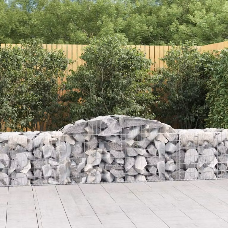 Set di 15 Cesti Gabbioni ad Arco vidaXL in Acciaio Zincato Grigio L: 300 cm, P: 50 cm, H: 60/80 cm