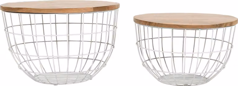 FURNLUX Tavolino Avola Beige E Bianco 76cm / Colore principale: Beige / Dimensioni: 76 x 49 x 76 cm