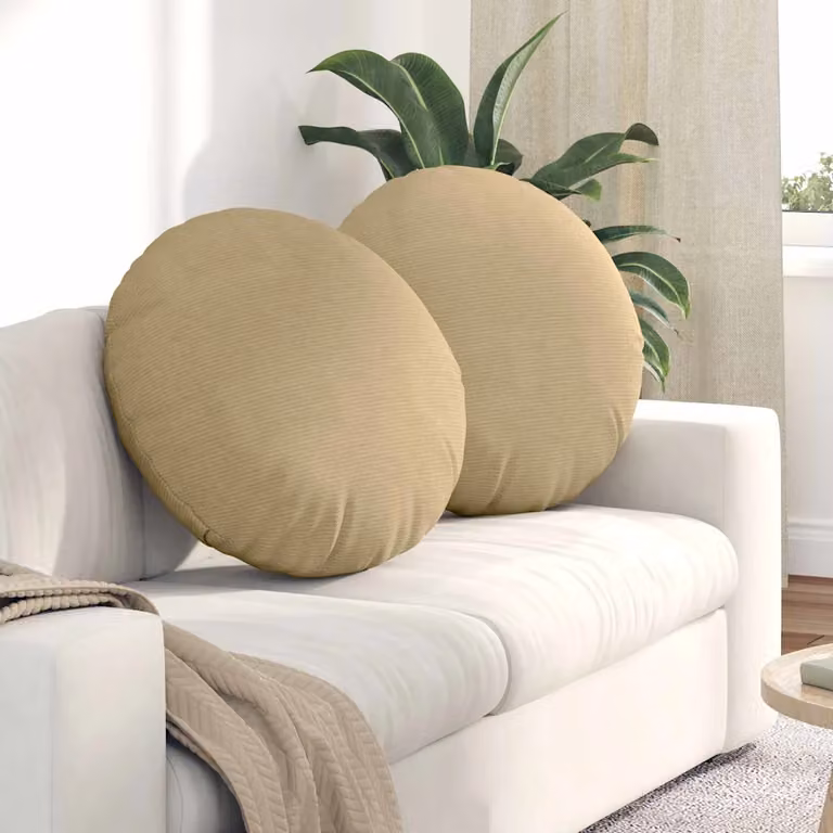 Set di 2 cuscini per seduta vidaXL in tessuto a coste, L 60 x P 60 x H 6 cm, Grigio Verde e Beige