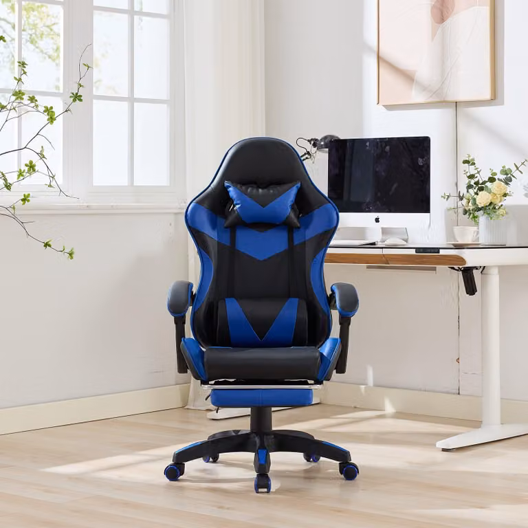 Sedia da gaming – Sedia per videogiochi – Sedia ergonomica – Sedia girevole a 360° – Altezza regolabile e poggiapiedi regolabile