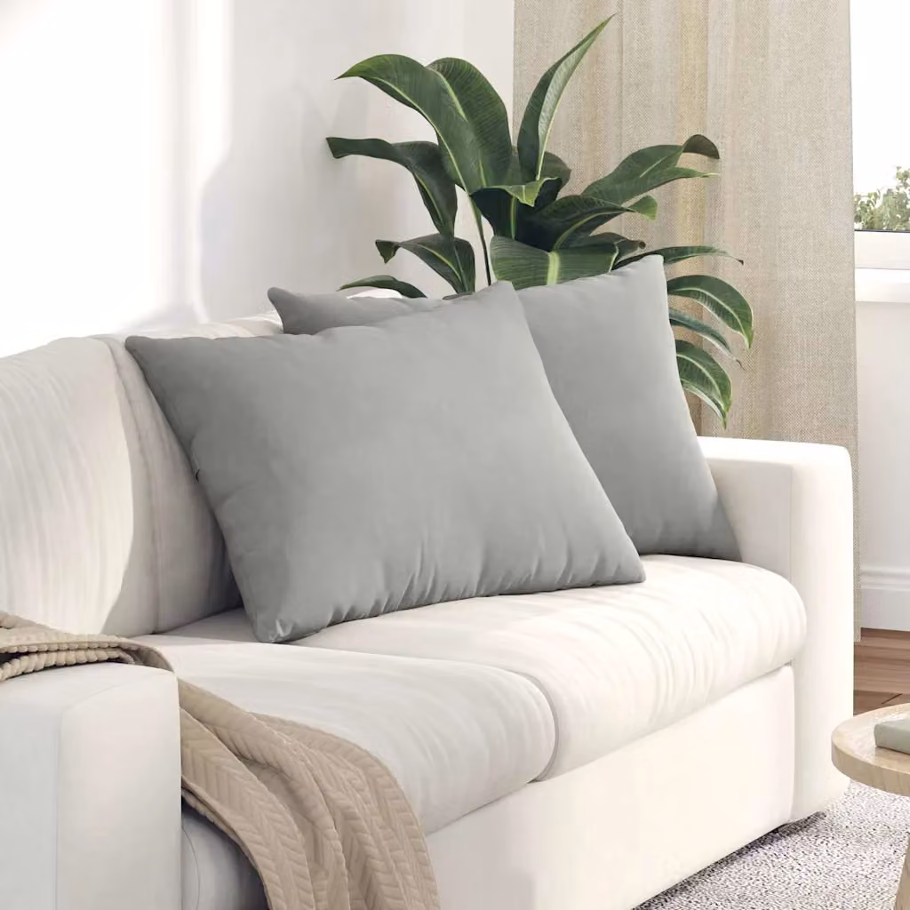 Set di 2 cuscini da divano vidaXL in tessuto grigio con fodera rimovibile, L: 70 cm x P: 50 cm