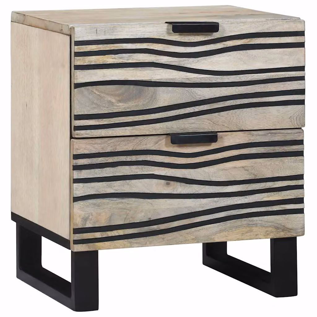vidaXL Armadio da Notte in Legno MDF Bianco e Beige L 40 cm x P 33 cm x H 46 cm