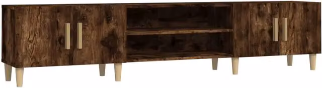 Mobile TV moderno in legno multistrato color rovere fumo, L: 180 cm, P: 31,5 cm, H: 40 cm