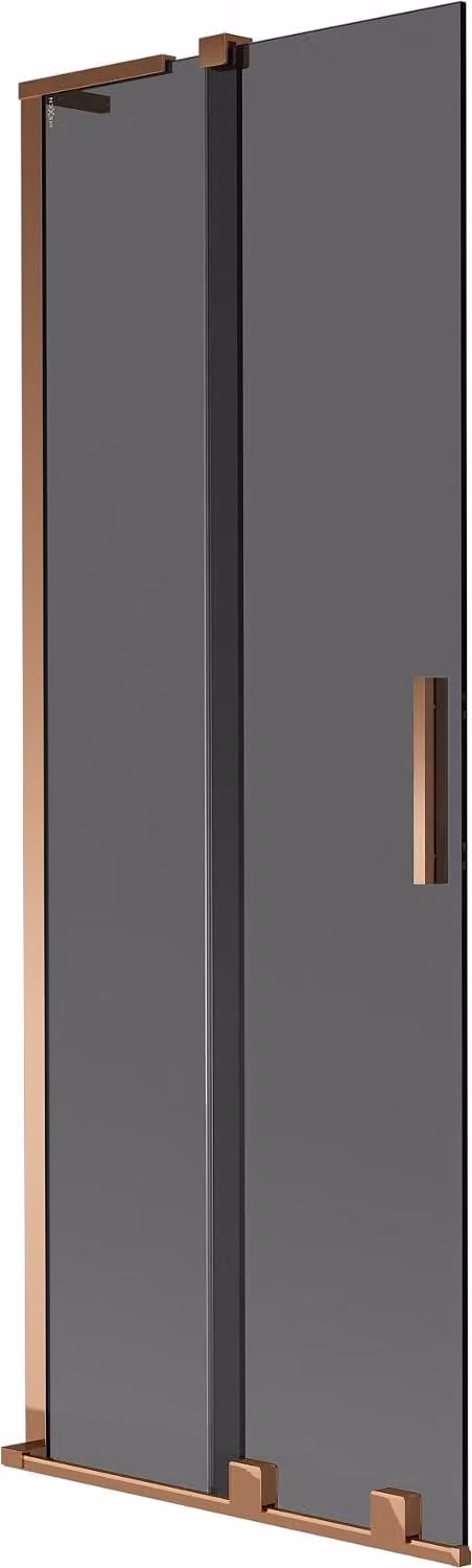 Mexen Velar L paratia per vasca da bagno scorrevole a 2 ante 70 x 150 cm, grafite, oro rosa - 896-070-003-41-60