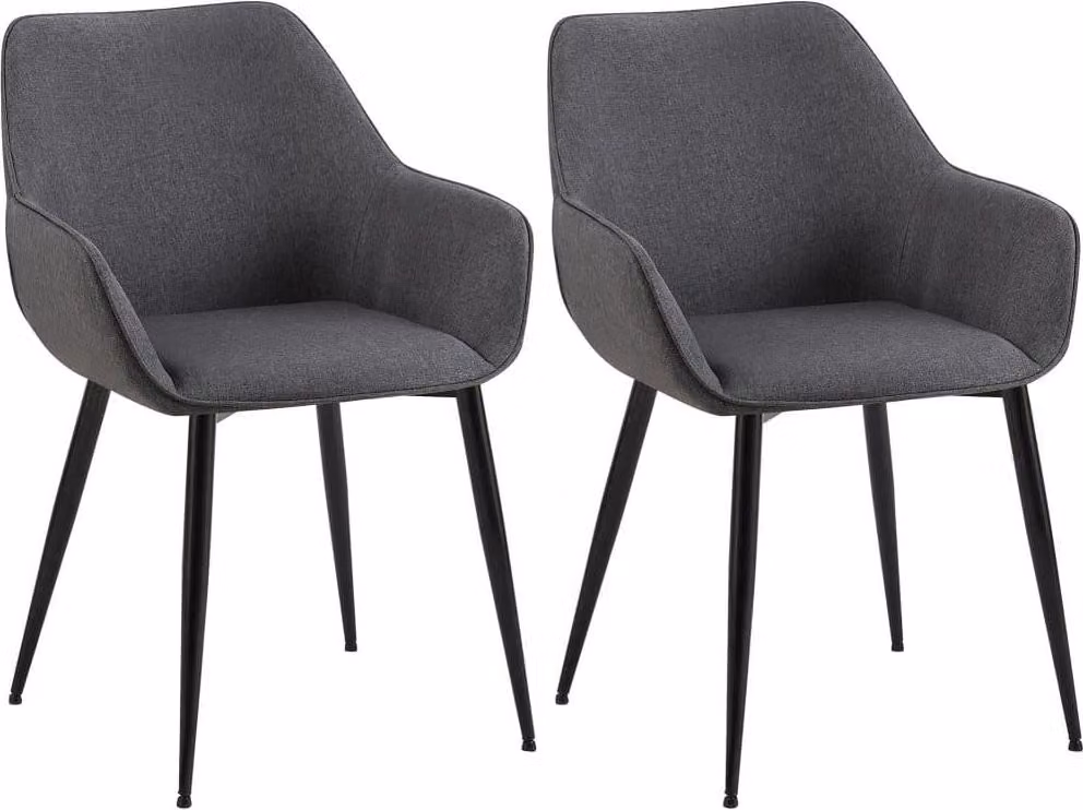 set di 2 sedie da pranzo - Poltrona - Struttura robusta, elevato comfort | Colore: grigio scuro, Materiale: polvere