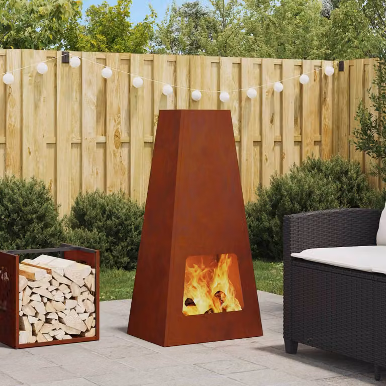 Braciere vidaXL in acciaio Corten color marrone L: 50 cm, P: 35 cm, H: 100 cm