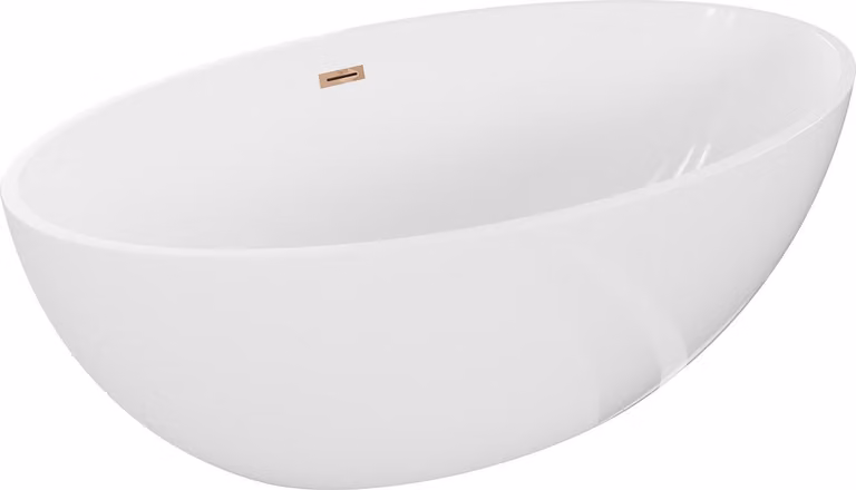 Mexen Nike vasca da bagno autoportante 175 x 100 cm, bianca, troppo pieno oro rosa - 54071751000-60