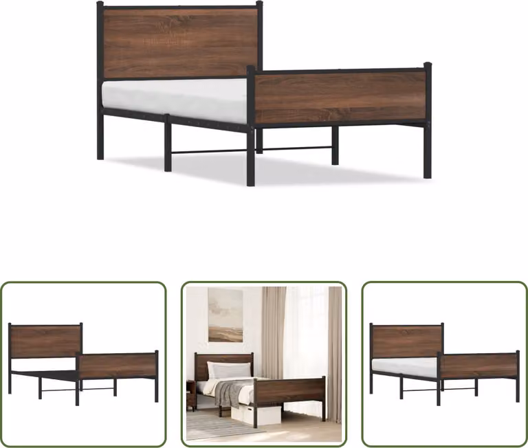 The Living Store Struttura letto con testiera e pediera in metallo 107x203cm