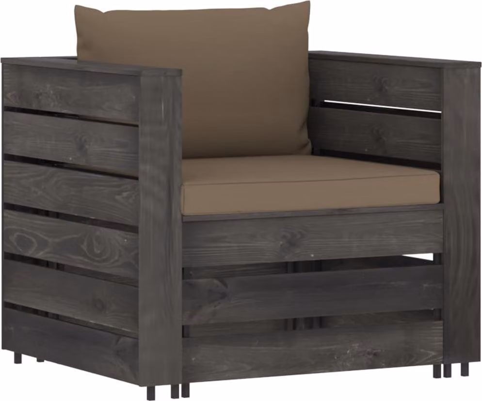 set da giardino 2 pezzi con cuscini Legno impregnato grigio