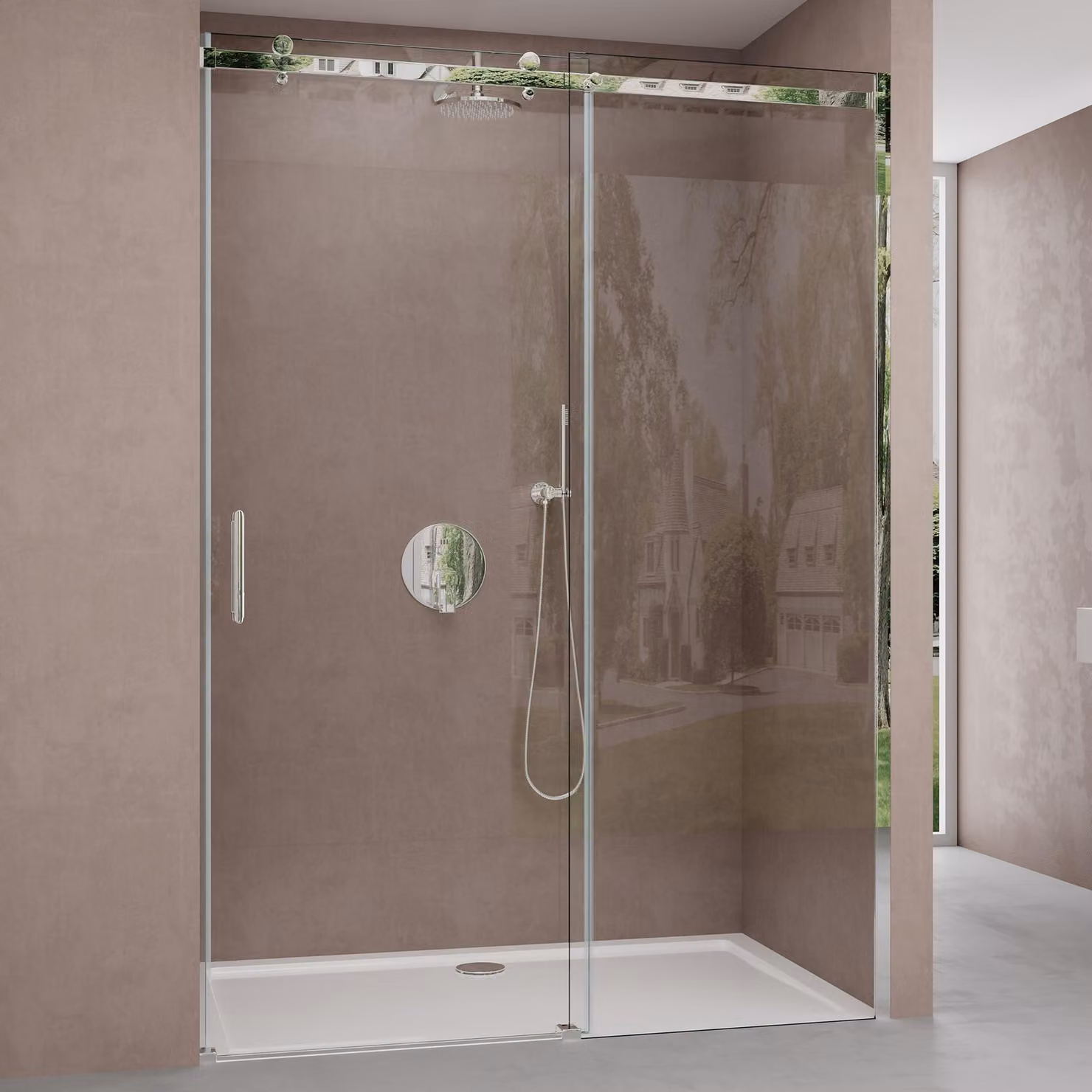 doporro Porta Doccia Scorrevole per Nicchia 100x195 cm, Box Doccia in Vetro Temperato Trasparente 8 mm Anticalcare, Profilo in Alluminio Regolabile Teramo04