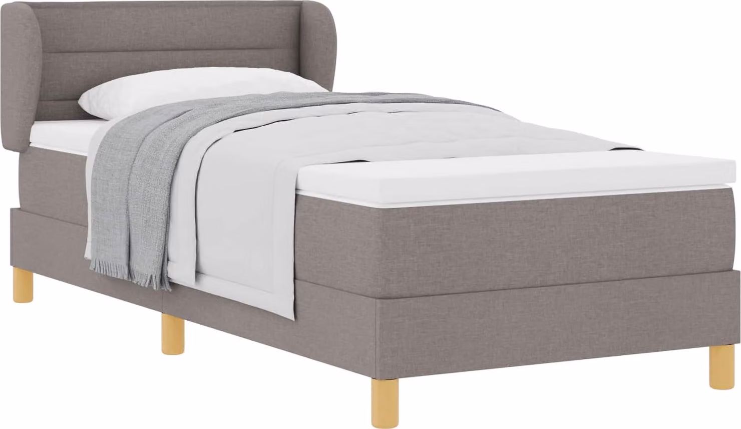 vidaXL Letto a molle insacchettate con testata in tessuto taupe 90 x 190 cm