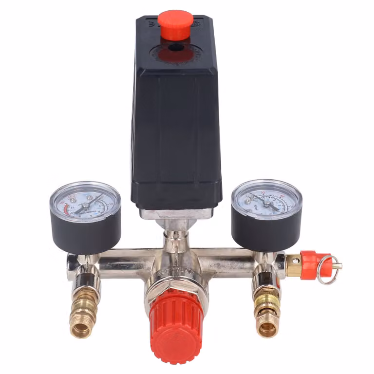 Set di valvole di pressione per compressore - interruttore verticale, collettore di regolazione 90-120 PSI, CA 100-240V
