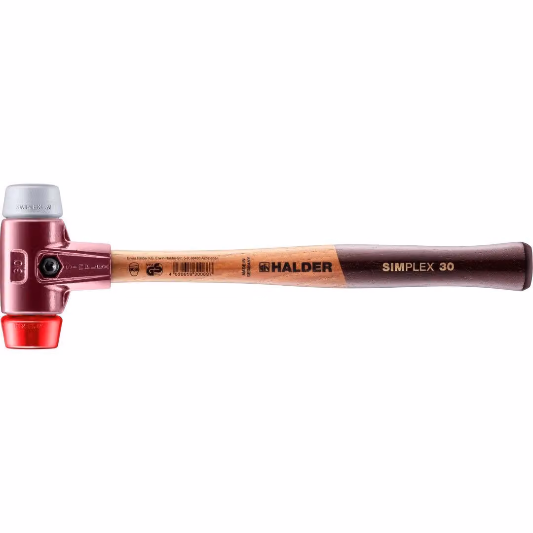 Mazza SIMPLEX soft-face con alloggiamento TE e impugnatura in legno, Ø 30, TPE-mid / plastica
