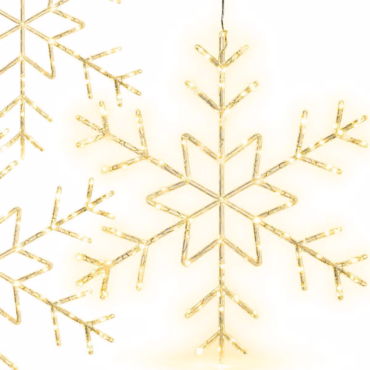 Fiocco di neve LED sospeso, con 120 micro-LED, luce bianco caldo, 8 modalità di illuminazione, timer, dimensioni 60 x 53 cm