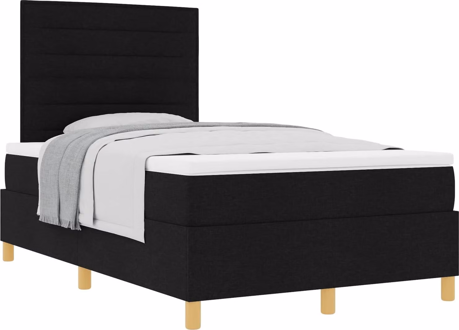 Letto a molle con materasso Nero 120 x 190 cm Tessuto