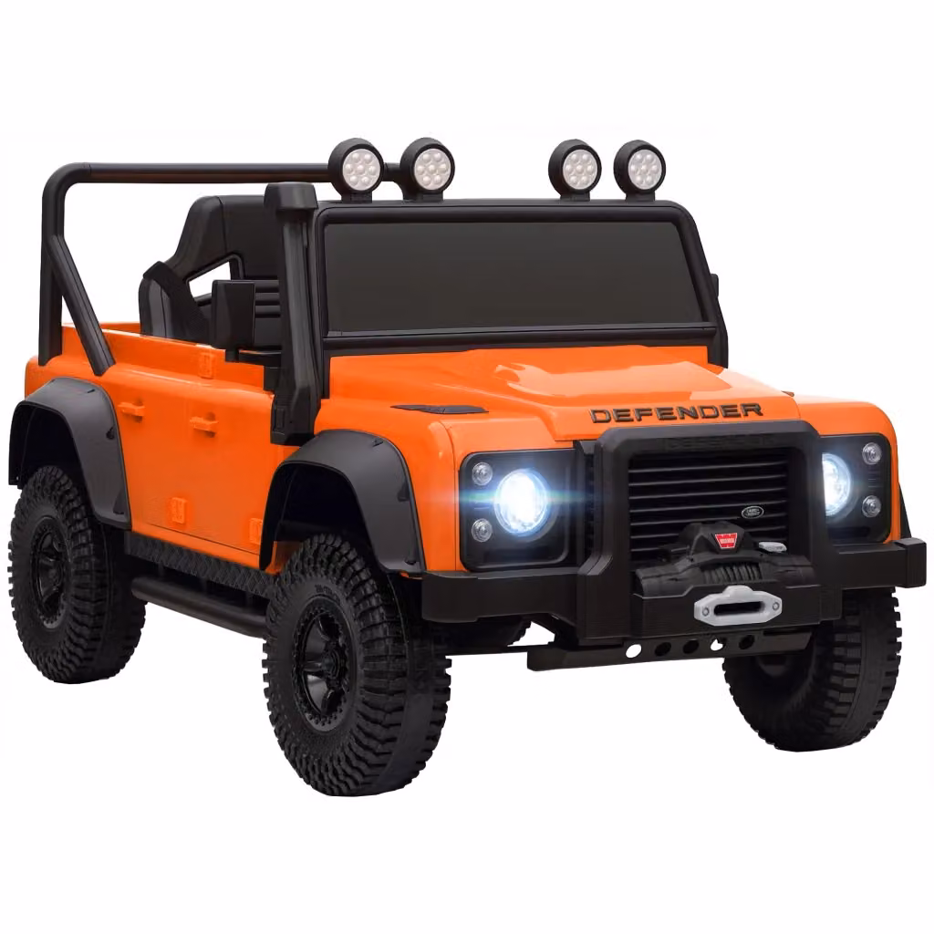 Auto elettrica Land Rover 12V per bambini con telecomando 2.4G, luci LED e musica, colore arancione – 2