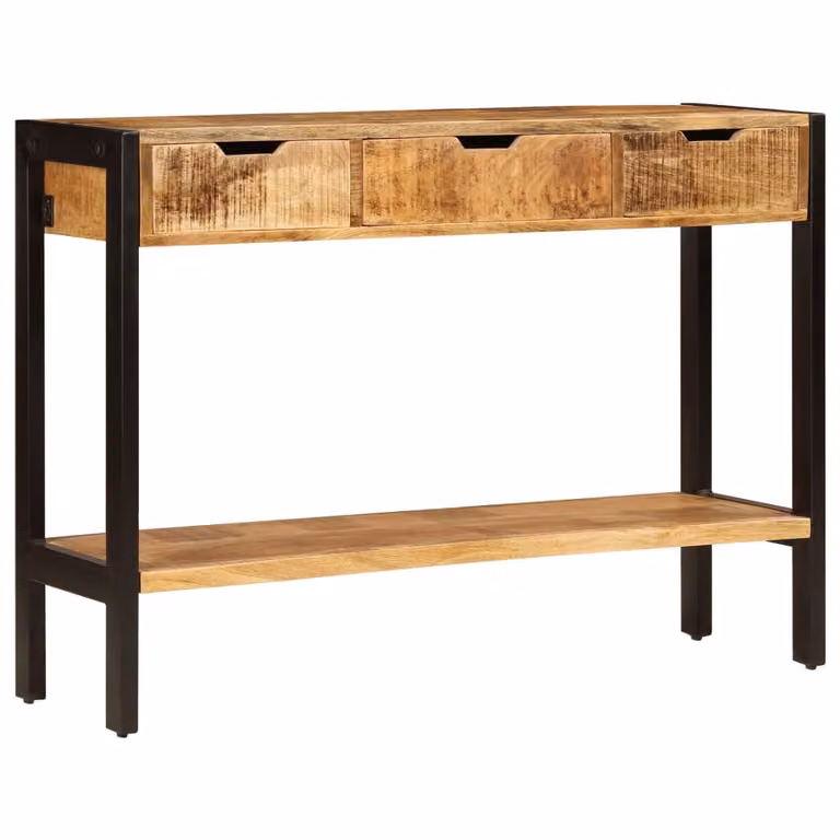 Credenza con 3 Cassetti 110x35x75 cm Legno Massello di Mango