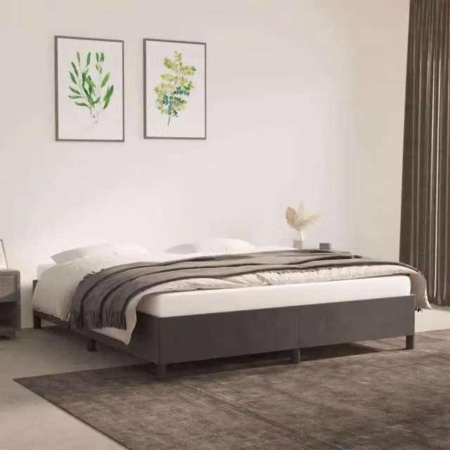 Giroletto imbottito vidaXL in velluto grigio senza materasso L/P: 180 x 200 cm – 1
