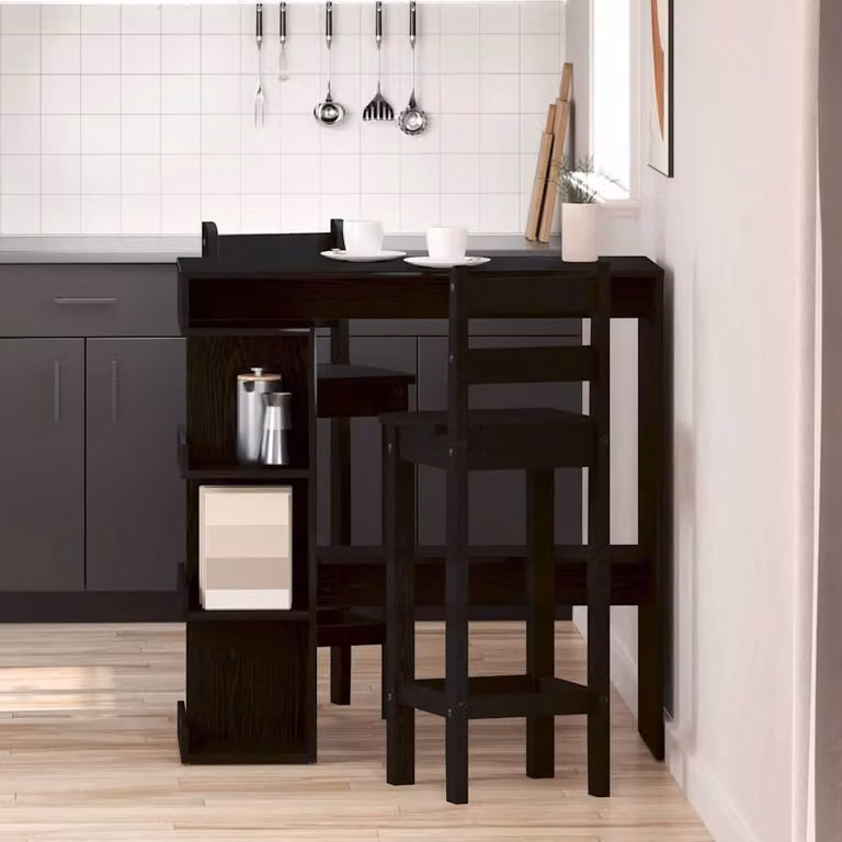 Maison Exclusive - Tavolo da bar, dimensioni 100 x 48 x 101,5 cm, materiale composito in legno, finitura nera effetto rovere