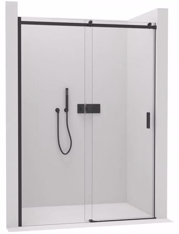 Porta scorrevole per box doccia Santoro, sinistra/destra - 8 mm - vetro trasparente nero opaco - 100x195 cm