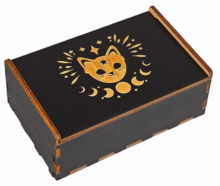 Scatola di legno per la conservazione dei tarocchi - Gatto nero - CON-WH20008-10E-EU21
