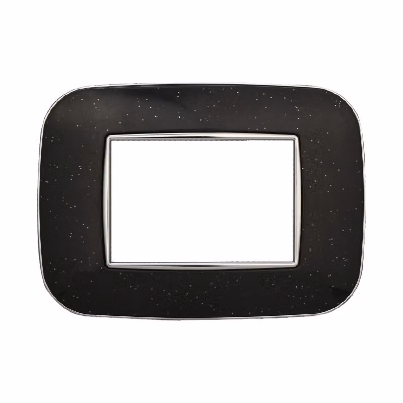 Placca compatibile Bticino Axolute 3 moduli plastica colore nero brillante Orbis serie Moon Ettroit AN91324