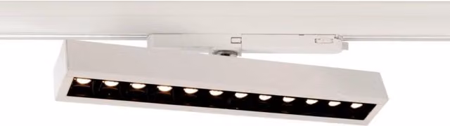 Faretto SPOT Planetitaly per binario trifase LED regolabile da 23W a 32W, luce bianca 4000K, colore bianco, in alluminio