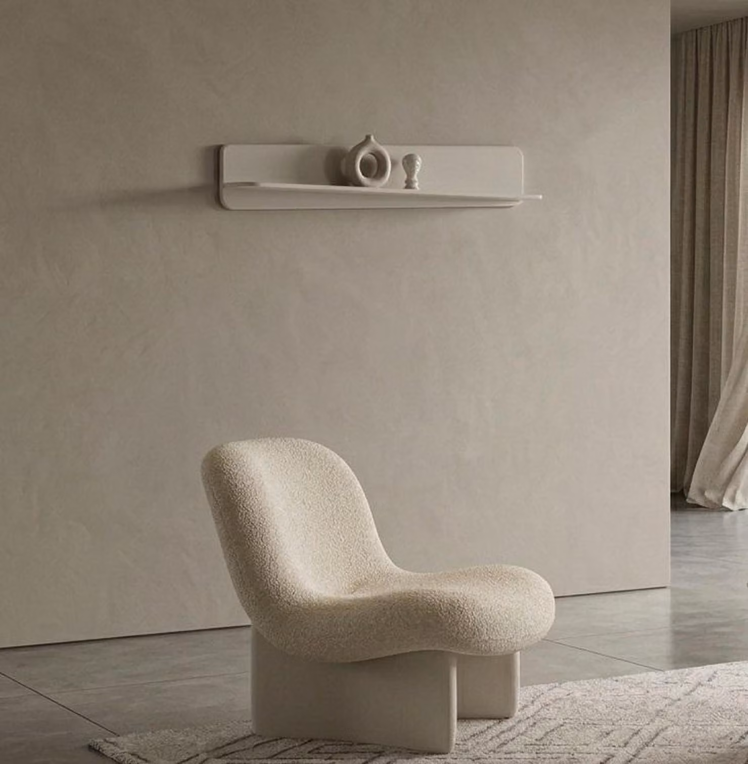 Wandregal Stil modern beige praktisch Wohnzimmer komfortabel