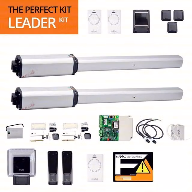 Kit Automazione FAAC Leader 230V Perfect per Cancelli a Battente Oleodinamici, Colore Argento