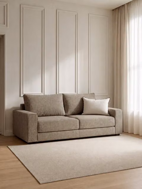 Divano 3 posti Orson Kenay Home marrone e beige con cuscini, L: 216 cm
